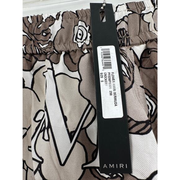 Amiri Shitake Flower Print Men's Bermuda Silk Shorts Size Small NWT - Picture 5 of 9